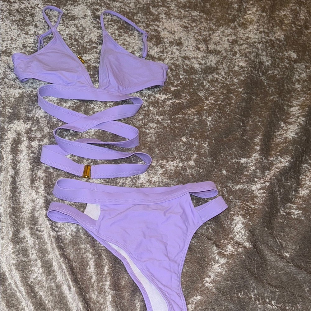 Lavender Strappy Women's Swim Suit Set
